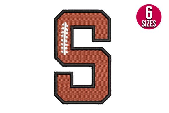 Stylish Embroidery: Football Font Number Five 5
