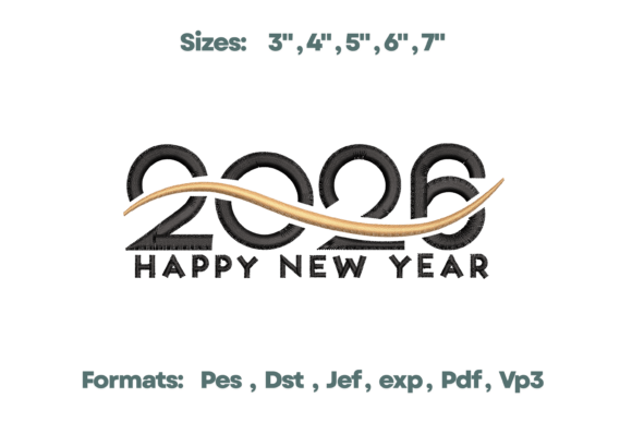 Welcome 2026 with Modern Swoosh Embroidery